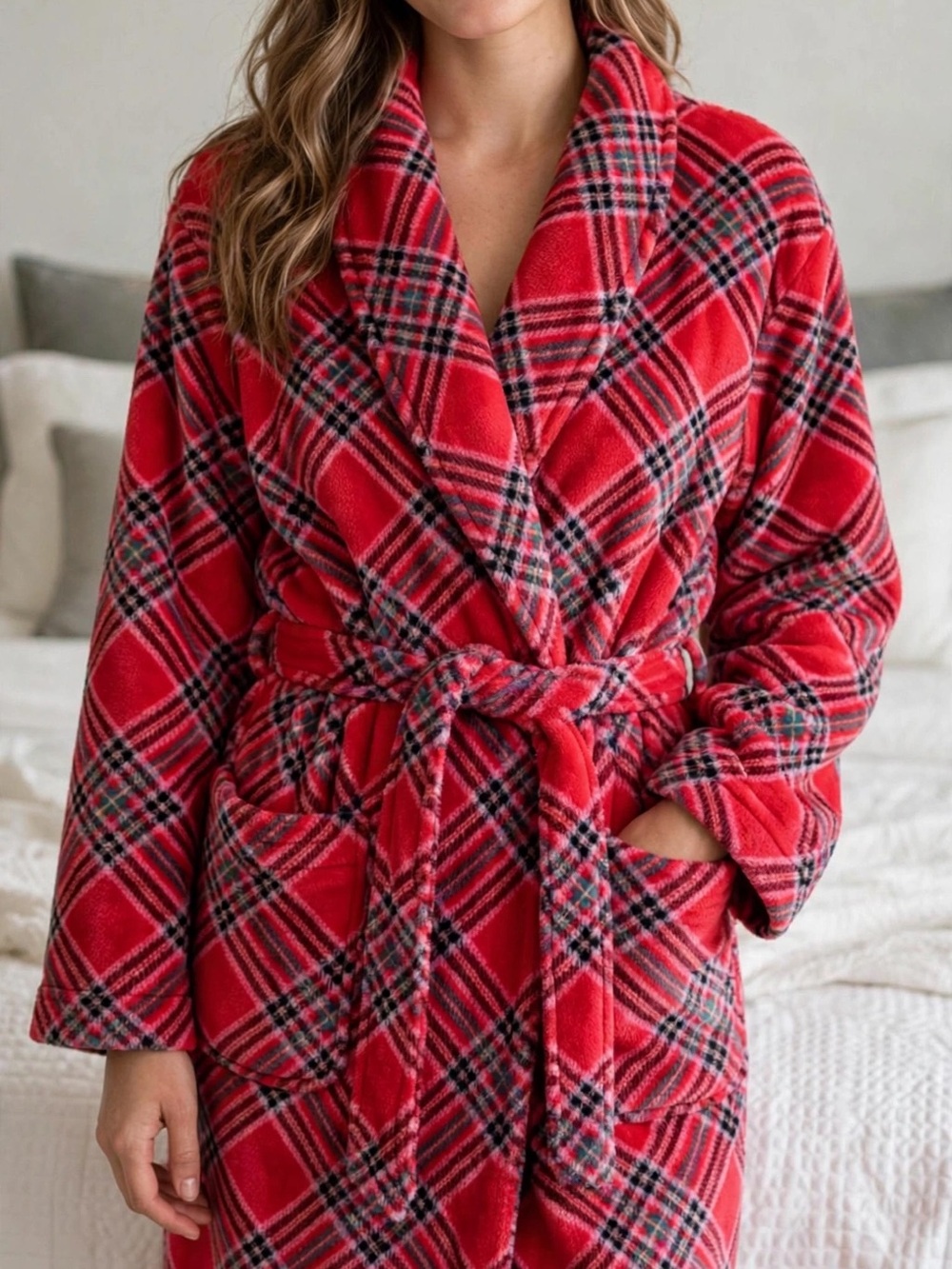 Cozy Women's Victoria’s Secret XL/XXL Red Plaid Fleece Robe